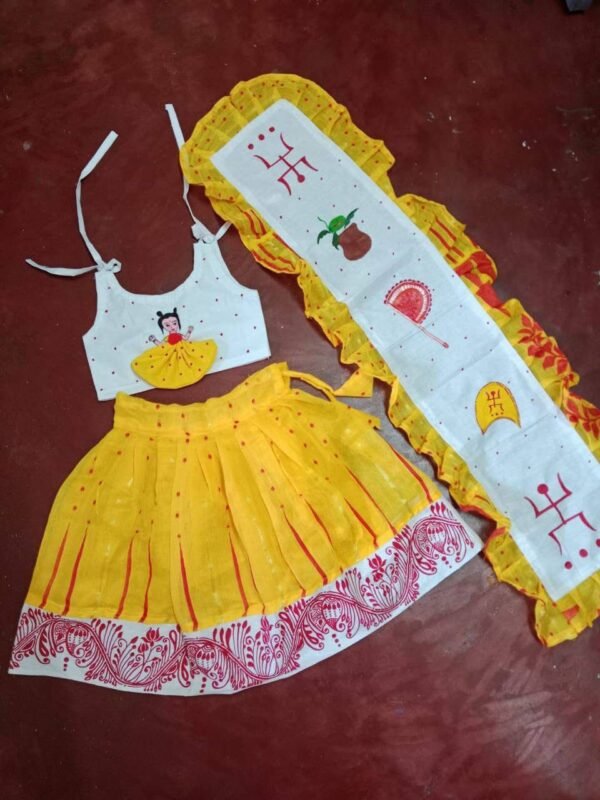 Yellow and White Lahenga