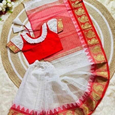 Redand White Festive Saree