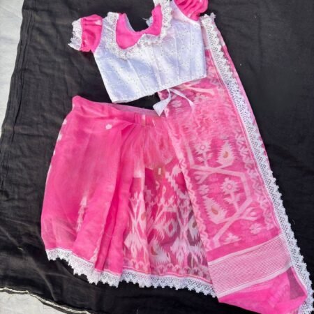 Pink and White Saree Custom Design