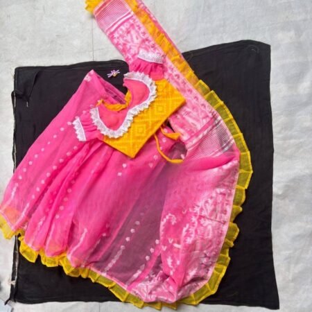 Pink and Yellow Saree Design